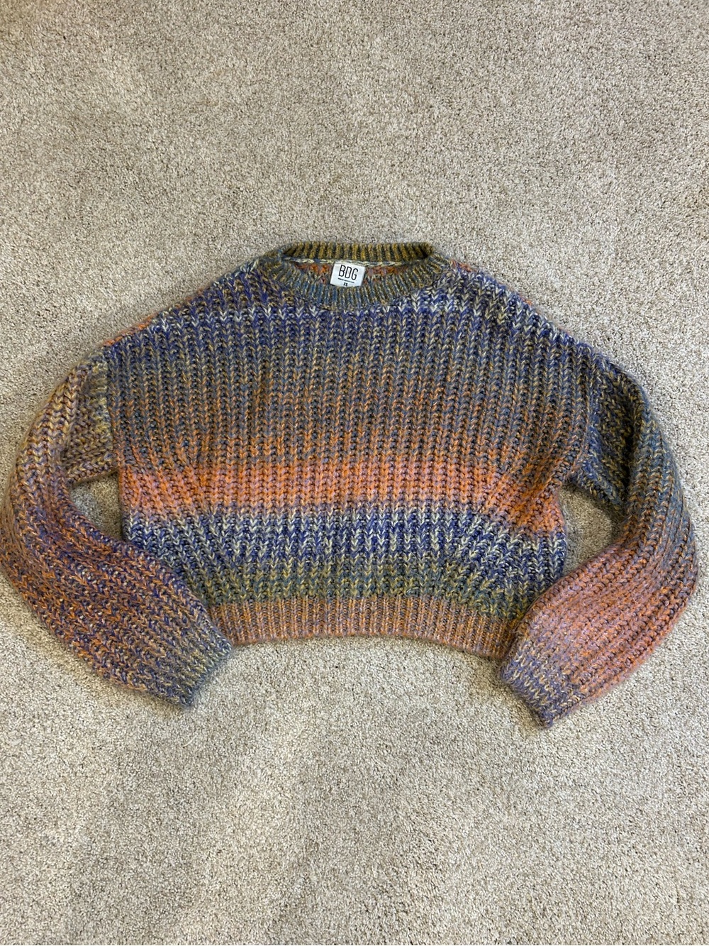 BDG Urban Outfitters Multicolor Ribbed Crewneck Crop Sweater